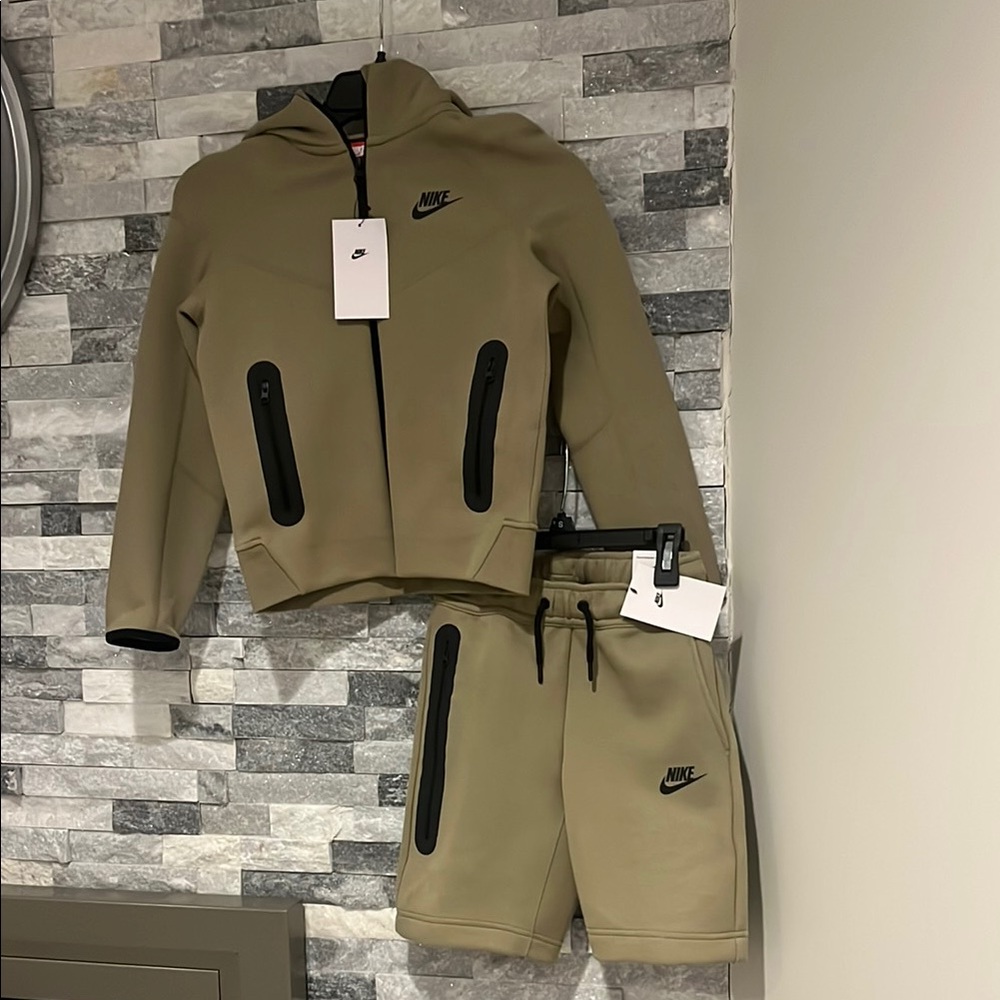 Nike Kids Olive Zip Hoodie & Shorts Set